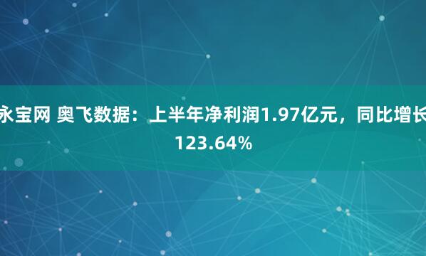 永宝网 奥飞数据：上半年净利润1.97亿元，同比增长123.64%